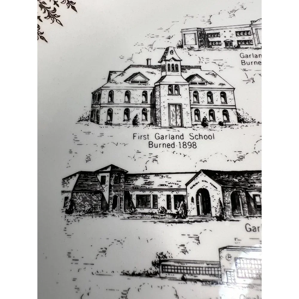 Garland Texas History of Schools Souvenir Plate Gold Edge